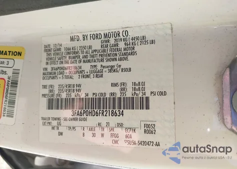 2015 Ford Fusion Se from USA, damaged, VIN 3FA6P0HD6FR218634